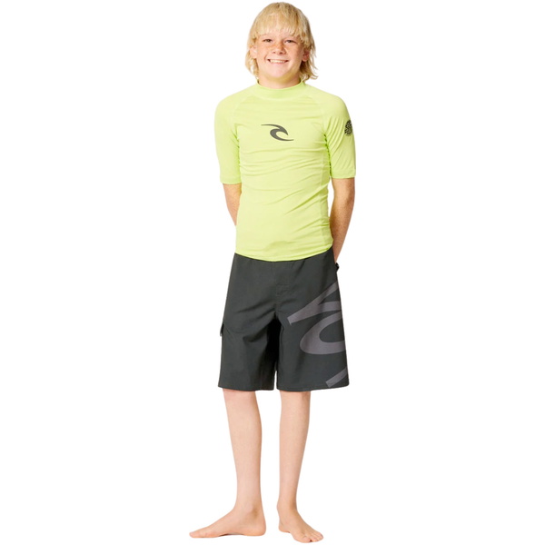 2026 Rip Curl Junior Waves UPF Short Sleeve Rash Vest 136BRV - Lime
